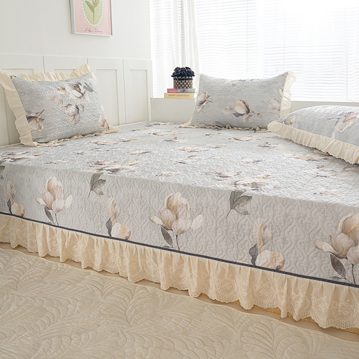 91家纺网 家纺一手货源 找家纺 冬然家纺 2025新款纯棉数码印花榻榻米床盖系列 玉兰花