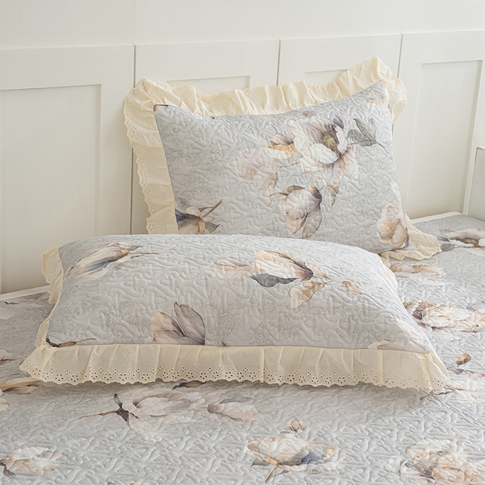 91家纺网 家纺一手货源 找家纺 冬然家纺 2025新款纯棉数码印花榻榻米床盖系列 玉兰花