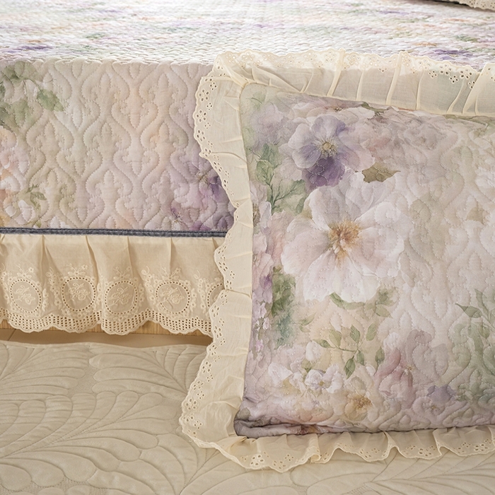 91家纺网 家纺一手货源 找家纺 冬然家纺 2025新款纯棉数码印花榻榻米床盖系列 珍爱花语