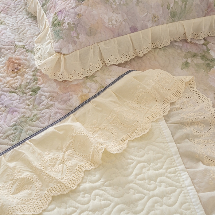 91家纺网 家纺一手货源 找家纺 冬然家纺 2025新款纯棉数码印花榻榻米床盖系列 珍爱花语