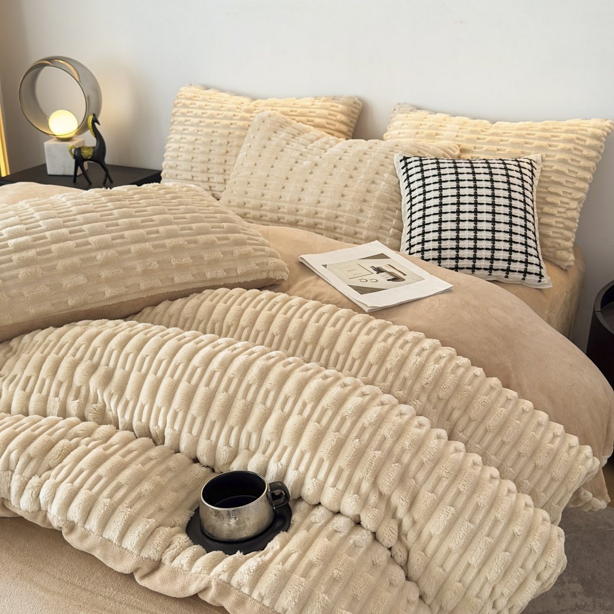 91家纺网 家纺一手货源 找家纺 （总）潮邦创意家居 2025冬季竹纹绒牛奶绒四件套-暖绒竹韵系列