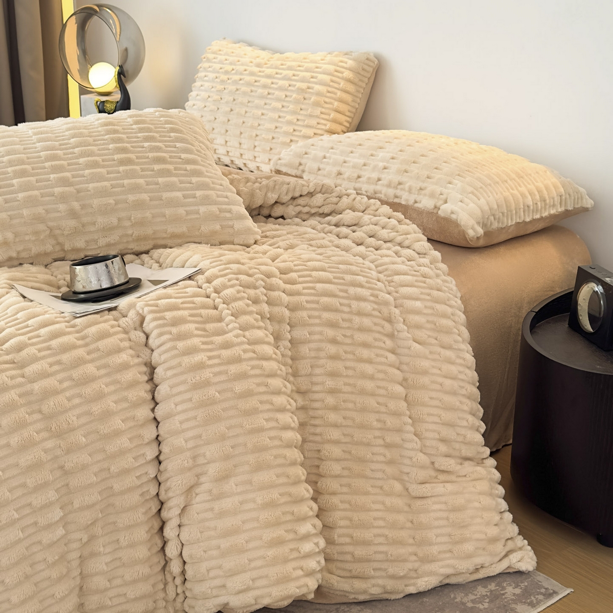 91家纺网 家纺一手货源 找家纺 （总）潮邦创意家居 2025冬季竹纹绒牛奶绒四件套-暖绒竹韵系列