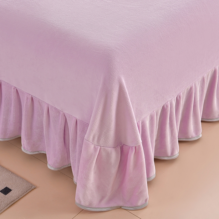 91家纺网 家纺一手货源 找家纺 德比尔斯 2025新款牛奶绒床裙四件套8-9斤法莱绒直播爆款日产2万套 紫蝴蝶