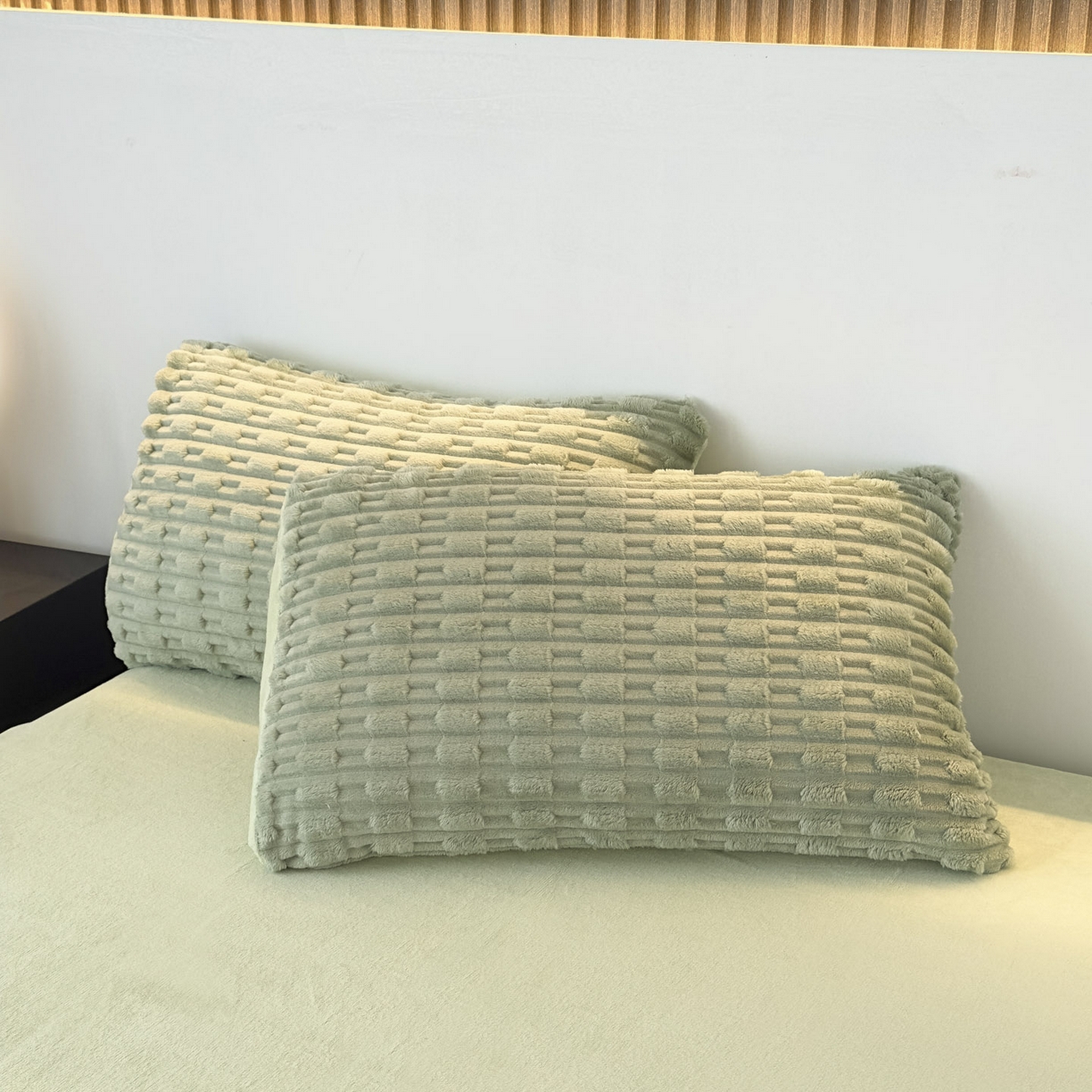 91家纺网 家纺一手货源 找家纺 潮邦创意家居 2025冬季竹纹绒牛奶绒四件套-暖绒竹韵系列 暖绒竹韵-艾绿