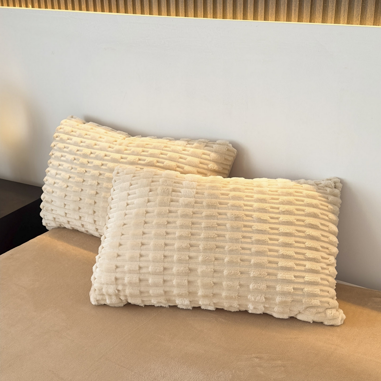 91家纺网 家纺一手货源 找家纺 潮邦创意家居 2025冬季竹纹绒牛奶绒四件套-暖绒竹韵系列 暖绒竹韵-米咖