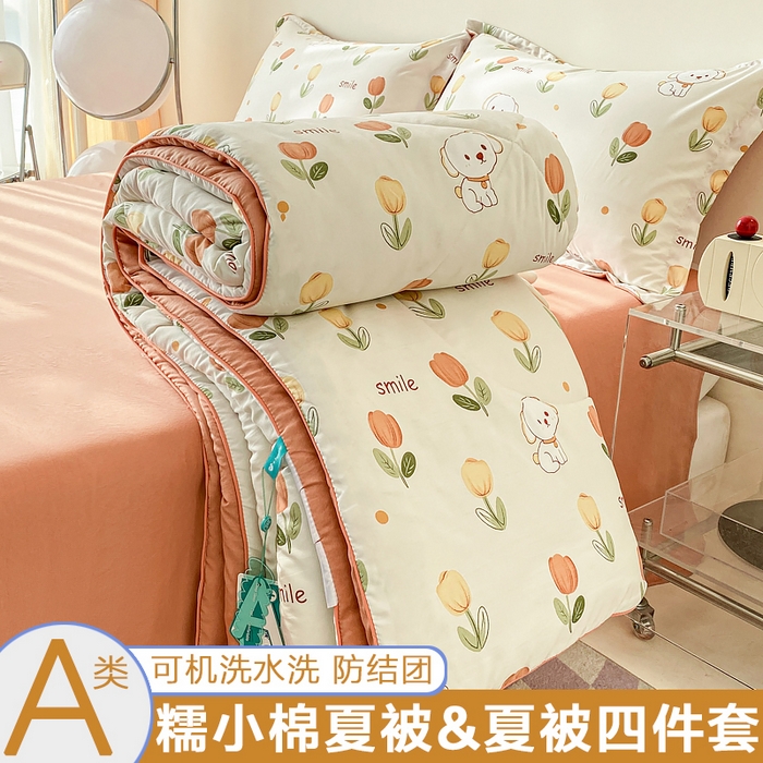 91家纺网 家纺一手货源 找家纺 （总）梵克保罗 2025新款水洗棉糯小棉夏被夏被四件套四季被春秋被单人学生双人被子被芯