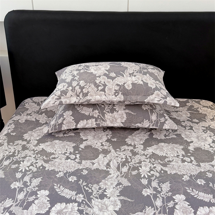 梦舒羽 2025新款原麻枕套宿舍单人枕芯套枕头套内胆套仿亚麻 浮绘花影-白