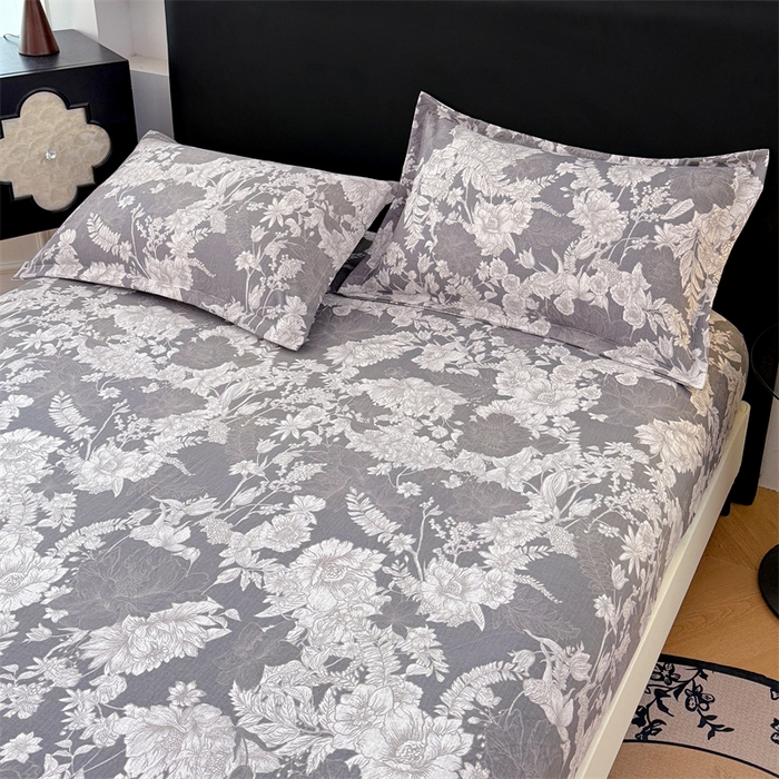 91家纺网 家纺一手货源 找家纺 梦舒羽 2025新款原麻枕套宿舍单人枕芯套枕头套内胆套仿亚麻 浮绘花影-白