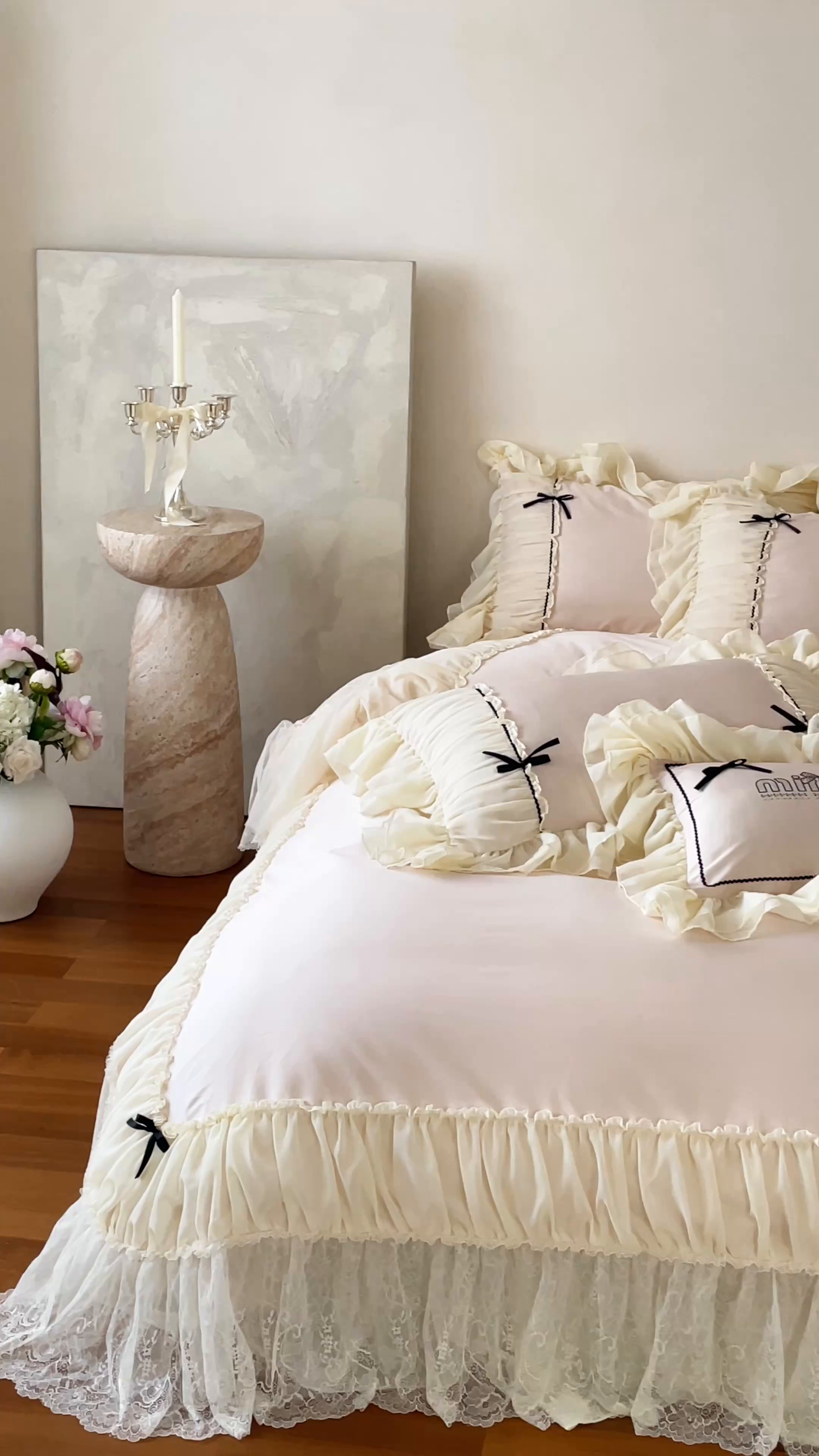 91家纺网 家纺一手货源 找家纺 （总）婳庭家居 2025新款60s全棉纯棉MIU系少女法式蕾丝四件套