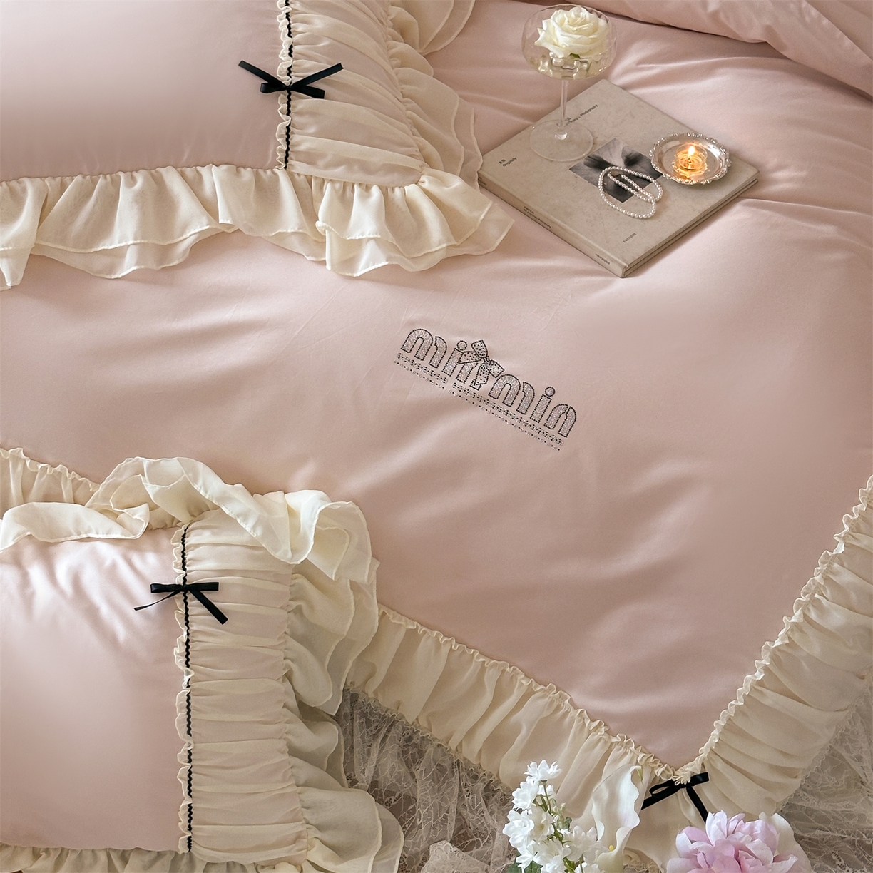 91家纺网 家纺一手货源 找家纺 （总）婳庭家居 2025新款60s全棉纯棉MIU系少女法式蕾丝四件套