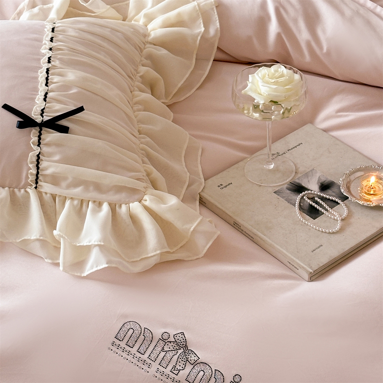 91家纺网 家纺一手货源 找家纺 （总）婳庭家居 2025新款60s全棉纯棉MIU系少女法式蕾丝四件套