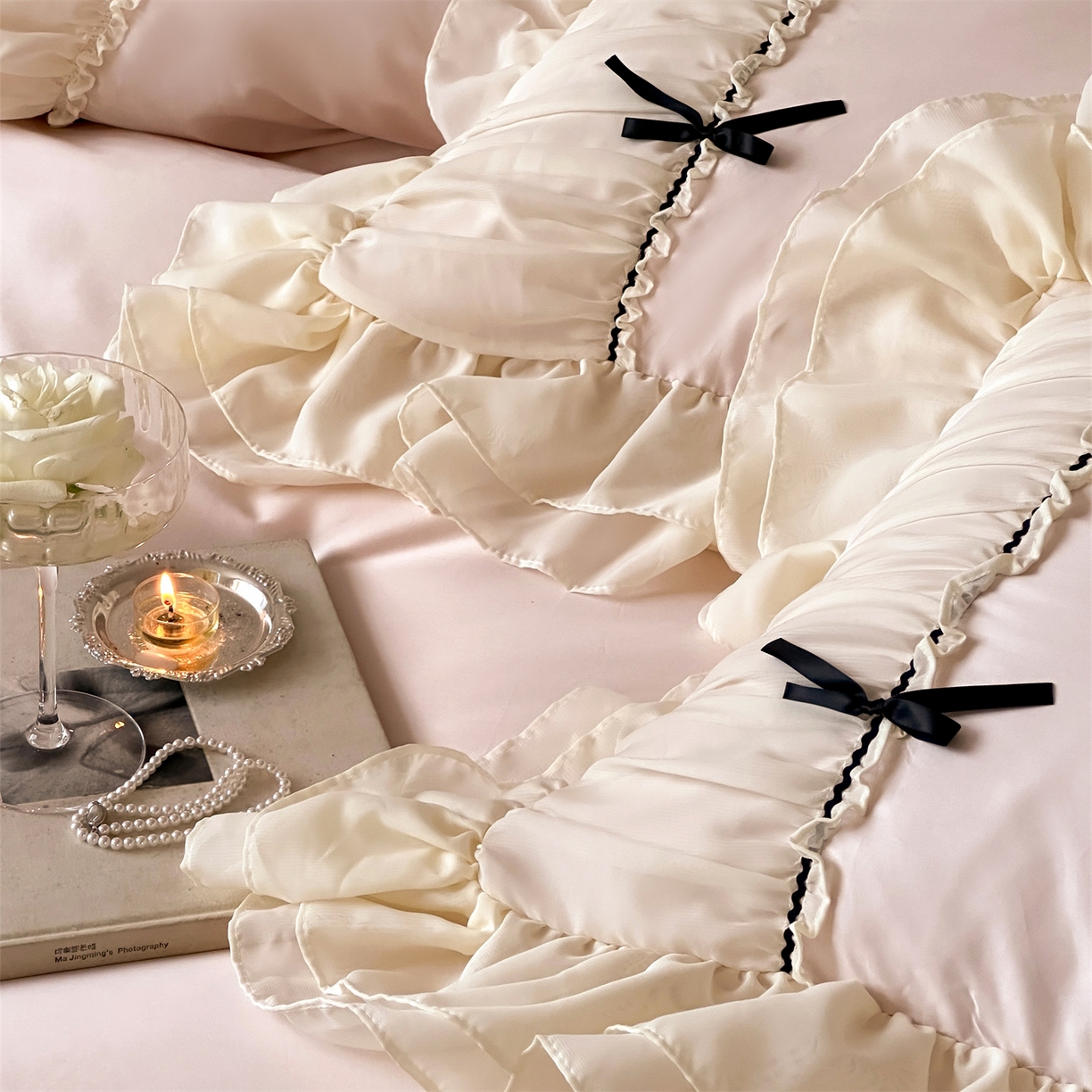 91家纺网 家纺一手货源 找家纺 （总）婳庭家居 2025新款60s全棉纯棉MIU系少女法式蕾丝四件套