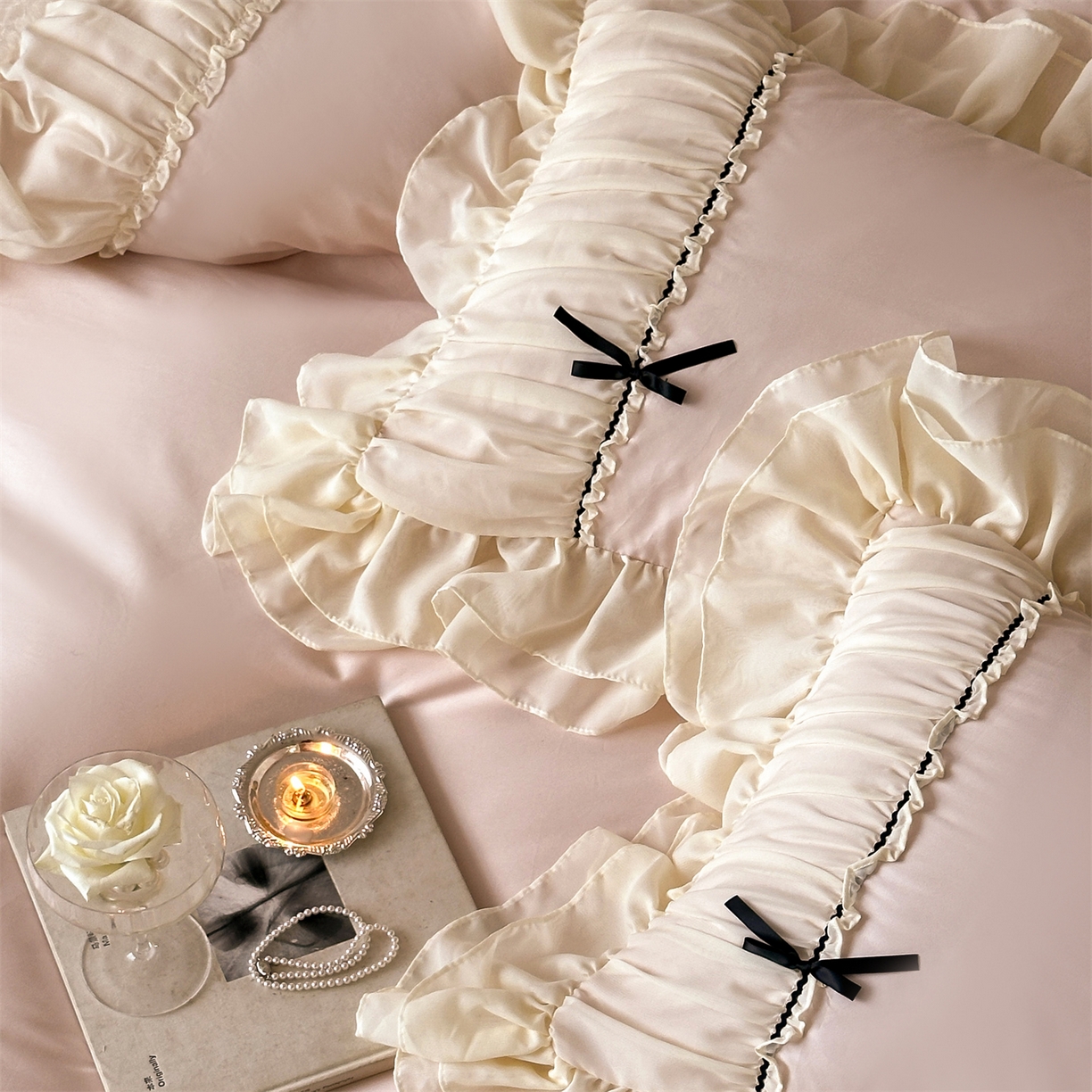 91家纺网 家纺一手货源 找家纺 （总）婳庭家居 2025新款60s全棉纯棉MIU系少女法式蕾丝四件套