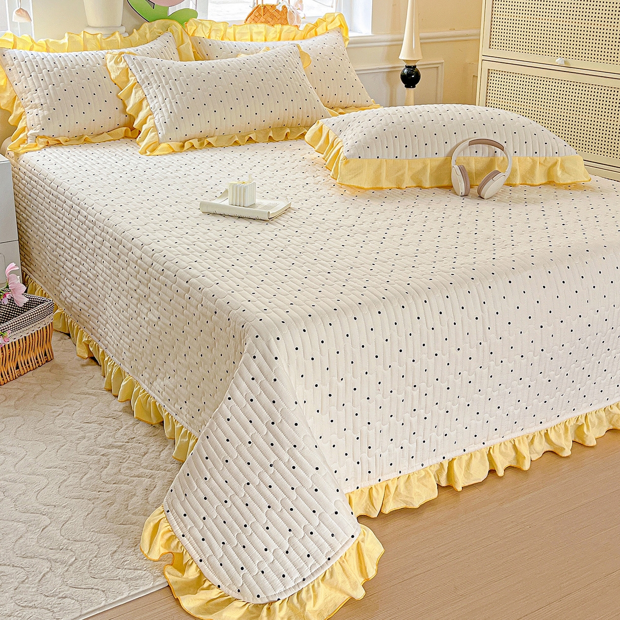 91家纺网 家纺一手货源 找家纺 （总）水木坊 2025新款A有氧双层纱花边单床盖 床盖单件-提供买家秀