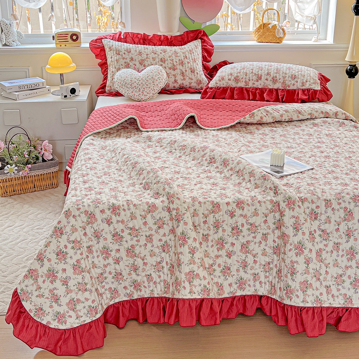 91家纺网 家纺一手货源 找家纺 水木坊 2025新款A有氧双层纱花边单床盖 床盖单件-提供买家秀 爱丽丝