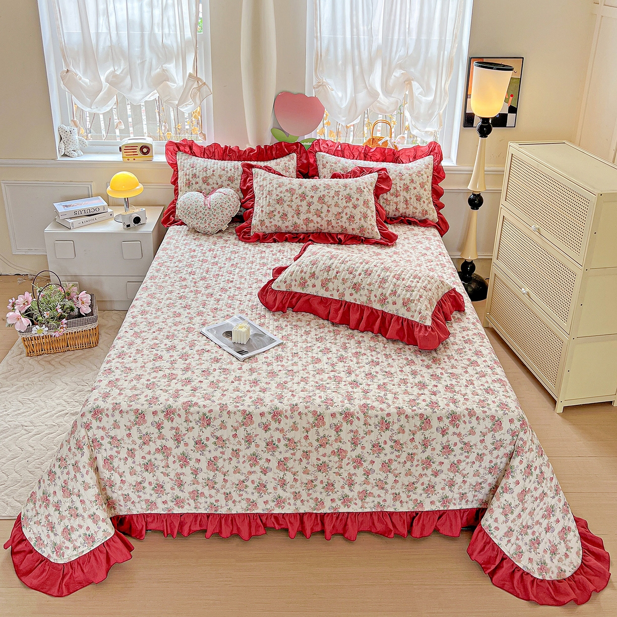 91家纺网 家纺一手货源 找家纺 水木坊 2025新款A有氧双层纱花边单床盖 床盖单件-提供买家秀 爱丽丝