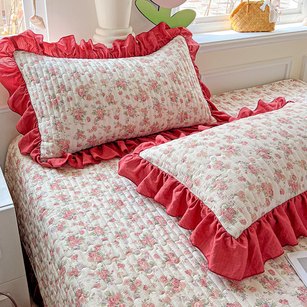 91家纺网 家纺一手货源 找家纺 水木坊 2025新款A有氧双层纱花边单床盖 床盖单件-提供买家秀 爱丽丝