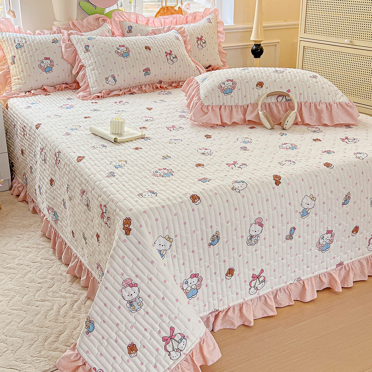 91家纺网 家纺一手货源 找家纺 （总）水木坊 2025新款A有氧双层纱花边单床盖 床盖单件-提供买家秀