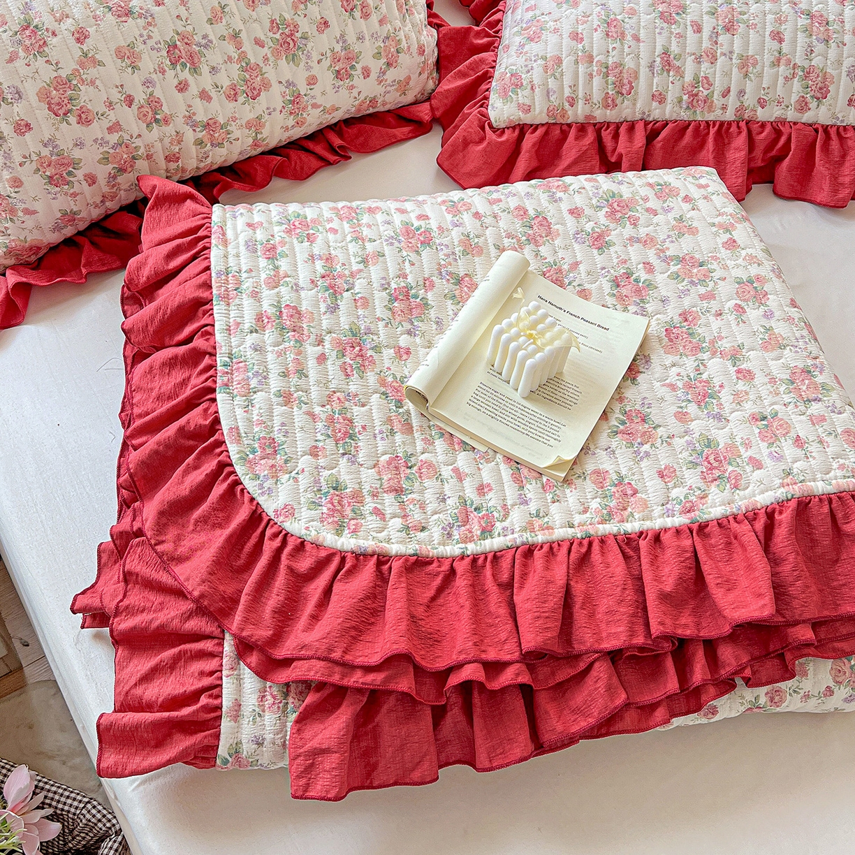 91家纺网 家纺一手货源 找家纺 水木坊 2025新款A有氧双层纱花边单床盖 床盖单件-提供买家秀 爱丽丝