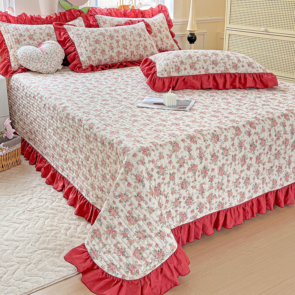 水木坊 2025新款A有氧双层纱花边单床盖 床盖单件-提供买家秀 爱丽丝