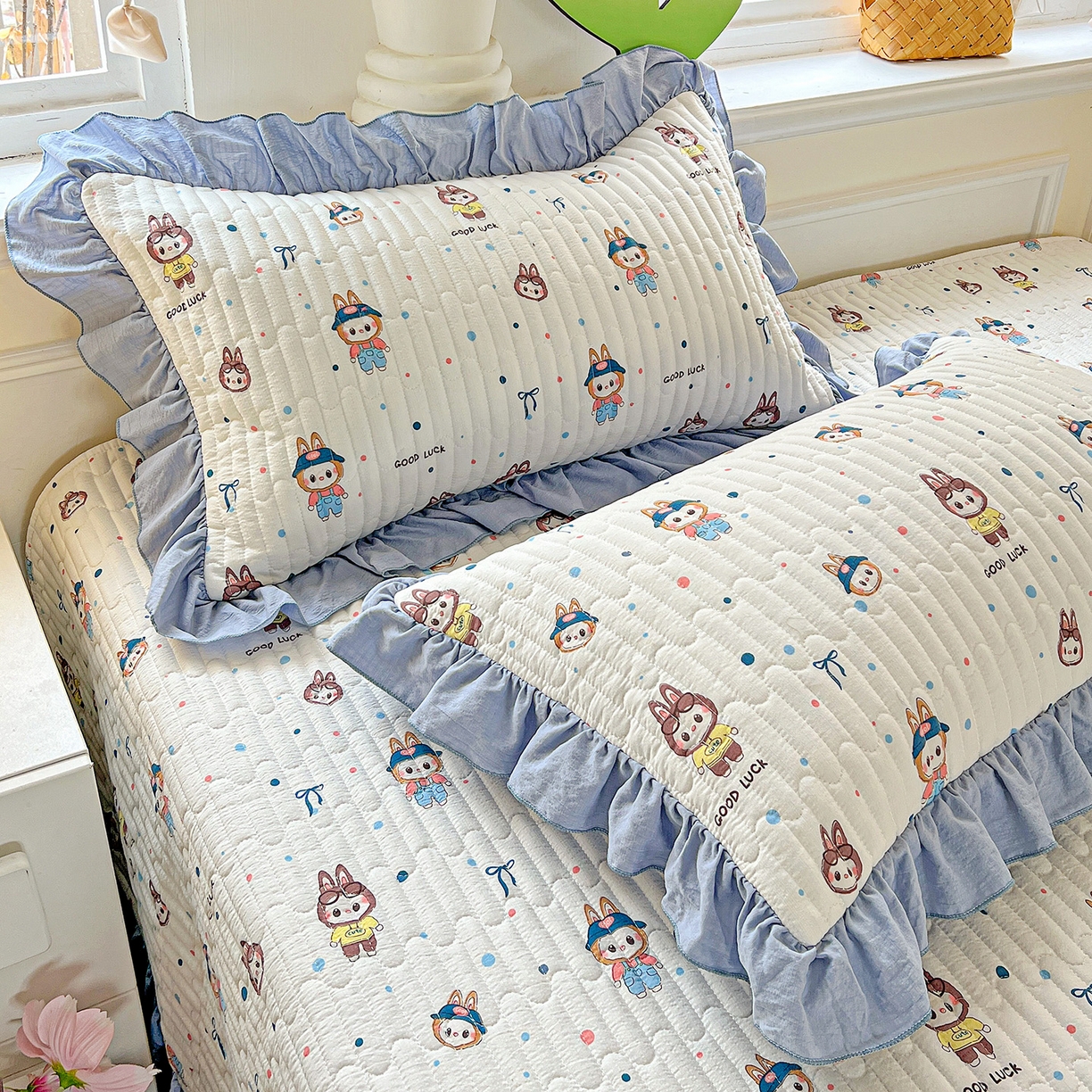 91家纺网 家纺一手货源 找家纺 水木坊 2025新款A有氧双层纱花边单床盖 床盖单件-提供买家秀 拉布布