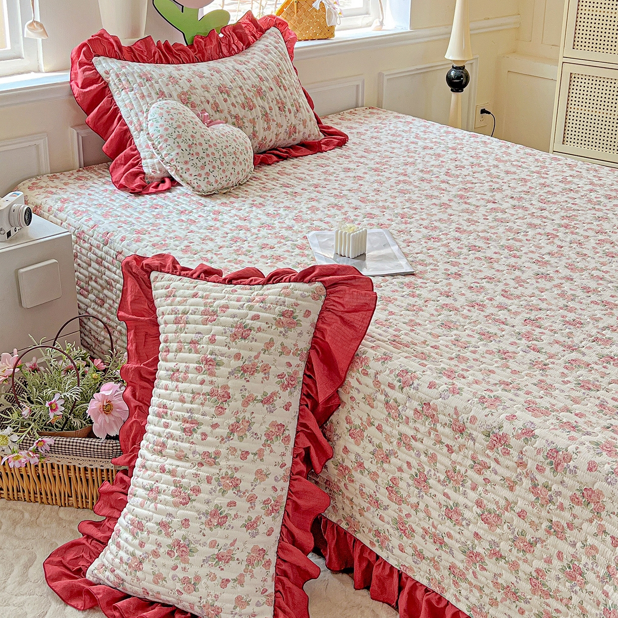 91家纺网 家纺一手货源 找家纺 水木坊 2025新款A有氧双层纱花边单床盖 床盖单件-提供买家秀 爱丽丝