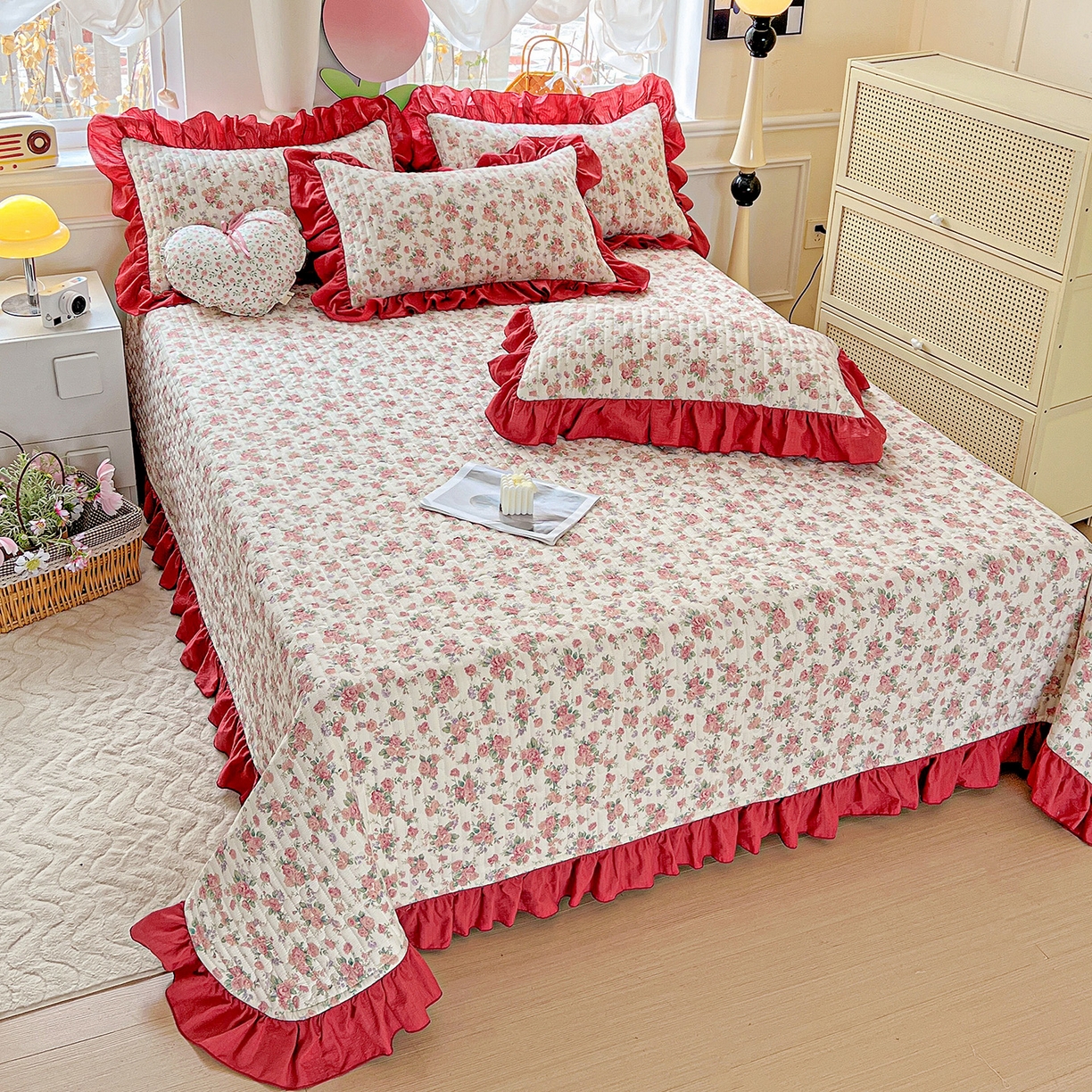 91家纺网 家纺一手货源 找家纺 水木坊 2025新款A有氧双层纱花边单床盖 床盖单件-提供买家秀 爱丽丝