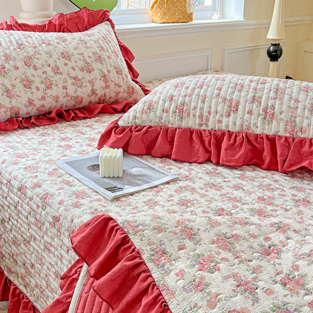 91家纺网 家纺一手货源 找家纺 水木坊 2025新款A有氧双层纱花边单床盖 床盖单件-提供买家秀 爱丽丝