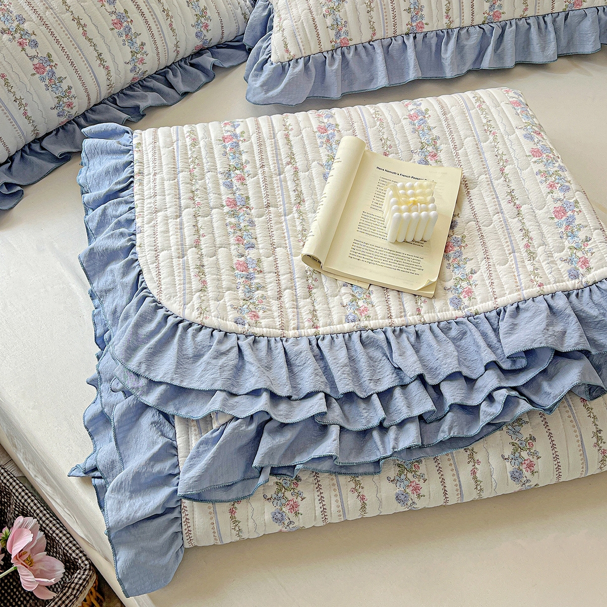 91家纺网 家纺一手货源 找家纺 水木坊 2025新款A有氧双层纱花边单床盖 床盖单件-提供买家秀 加州庄园