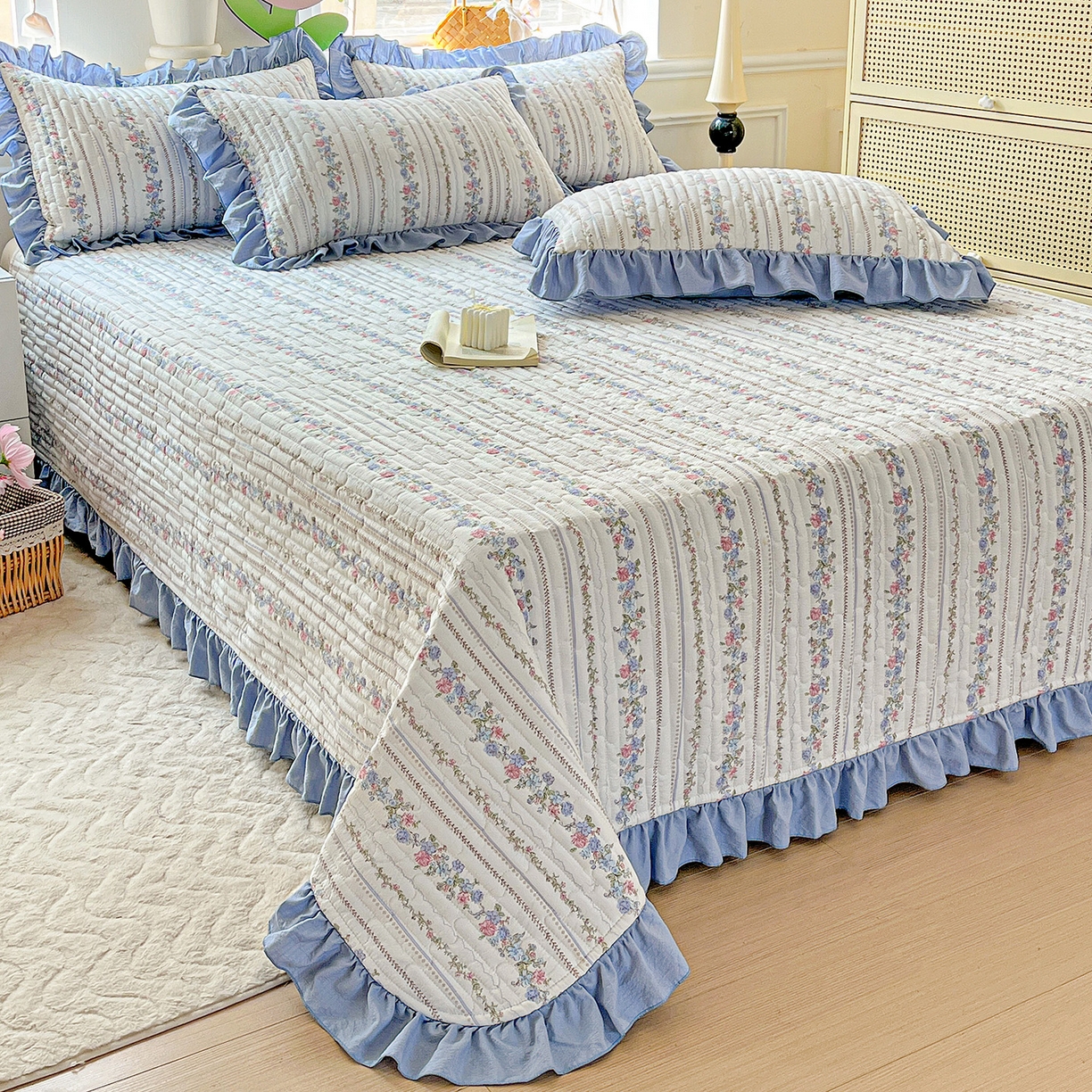 水木坊 2025新款A有氧双层纱花边单床盖 床盖单件-提供买家秀 加州庄园