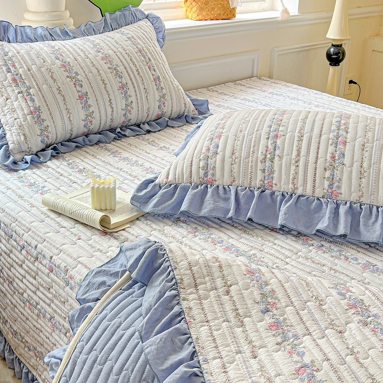 91家纺网 家纺一手货源 找家纺 水木坊 2025新款A有氧双层纱花边单床盖 床盖单件-提供买家秀 加州庄园