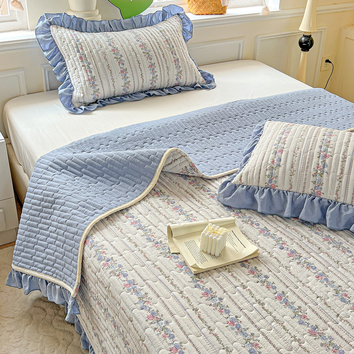 91家纺网 家纺一手货源 找家纺 水木坊 2025新款A有氧双层纱花边单床盖 床盖单件-提供买家秀 加州庄园