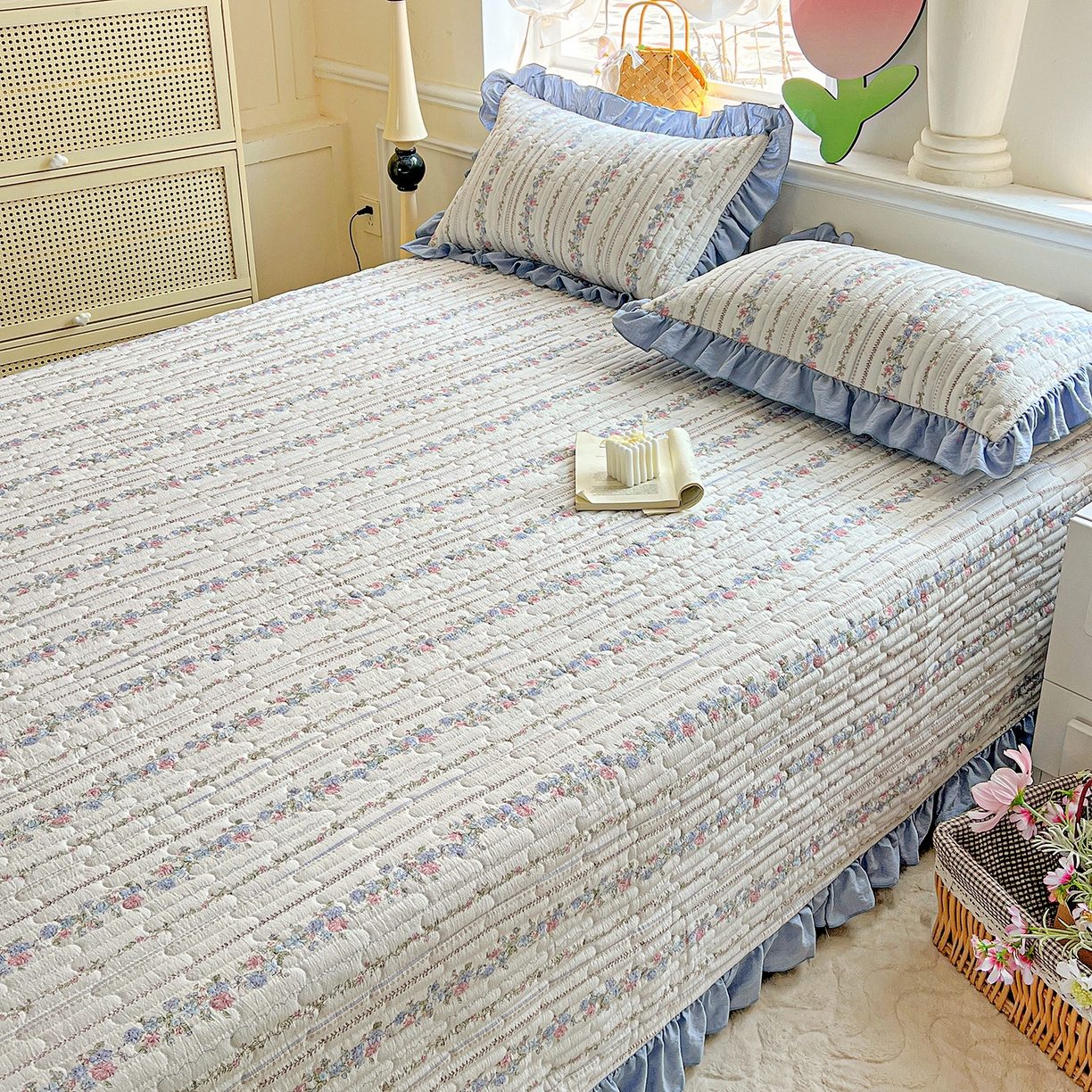 91家纺网 家纺一手货源 找家纺 水木坊 2025新款A有氧双层纱花边单床盖 床盖单件-提供买家秀 加州庄园