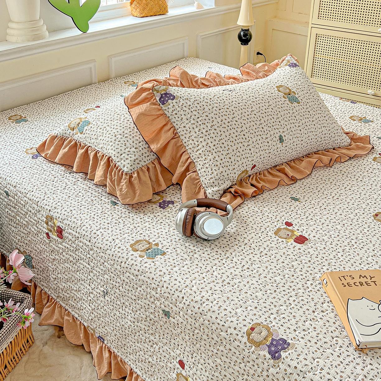 91家纺网 家纺一手货源 找家纺 水木坊 2025新款A有氧双层纱花边单床盖 床盖单件-提供买家秀 歪瑞狮子