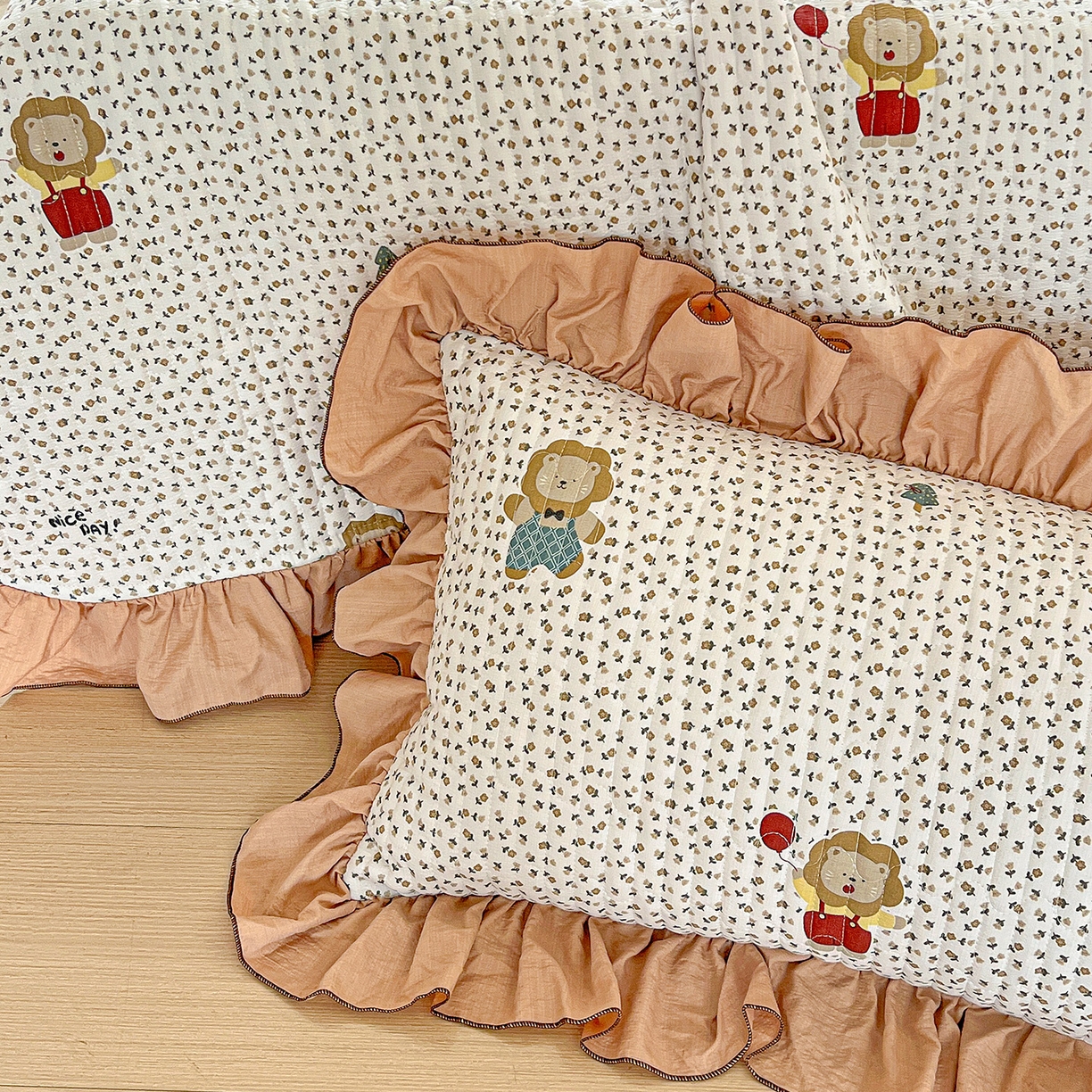 91家纺网 家纺一手货源 找家纺 水木坊 2025新款A有氧双层纱花边单床盖 床盖单件-提供买家秀 歪瑞狮子