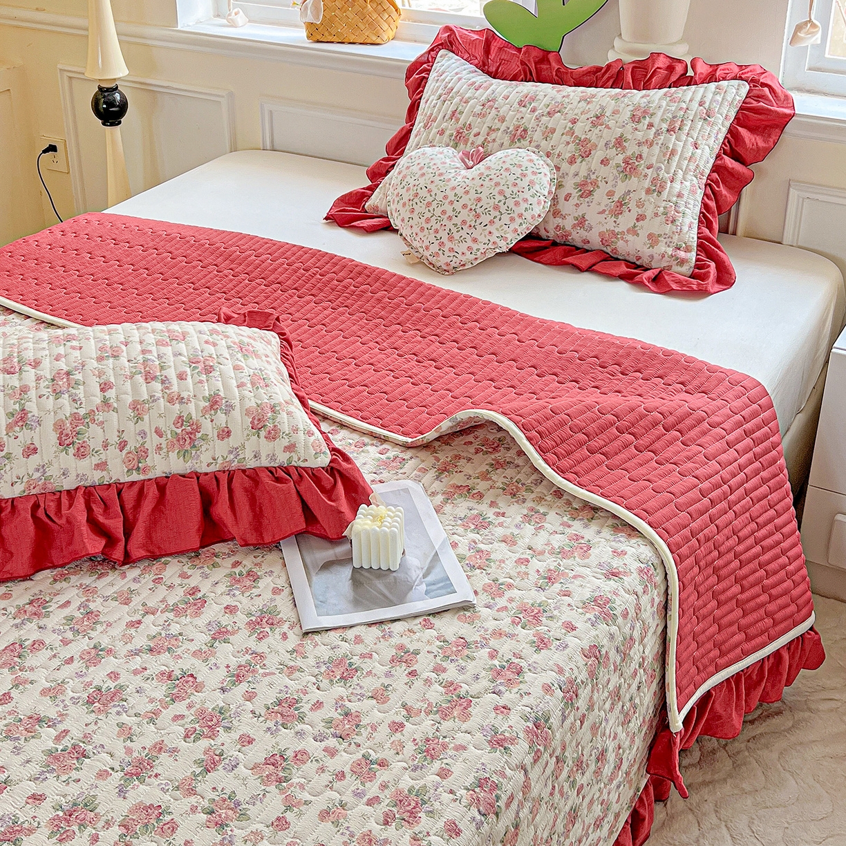 91家纺网 家纺一手货源 找家纺 水木坊 2025新款A有氧双层纱花边单床盖 床盖单件-提供买家秀 爱丽丝