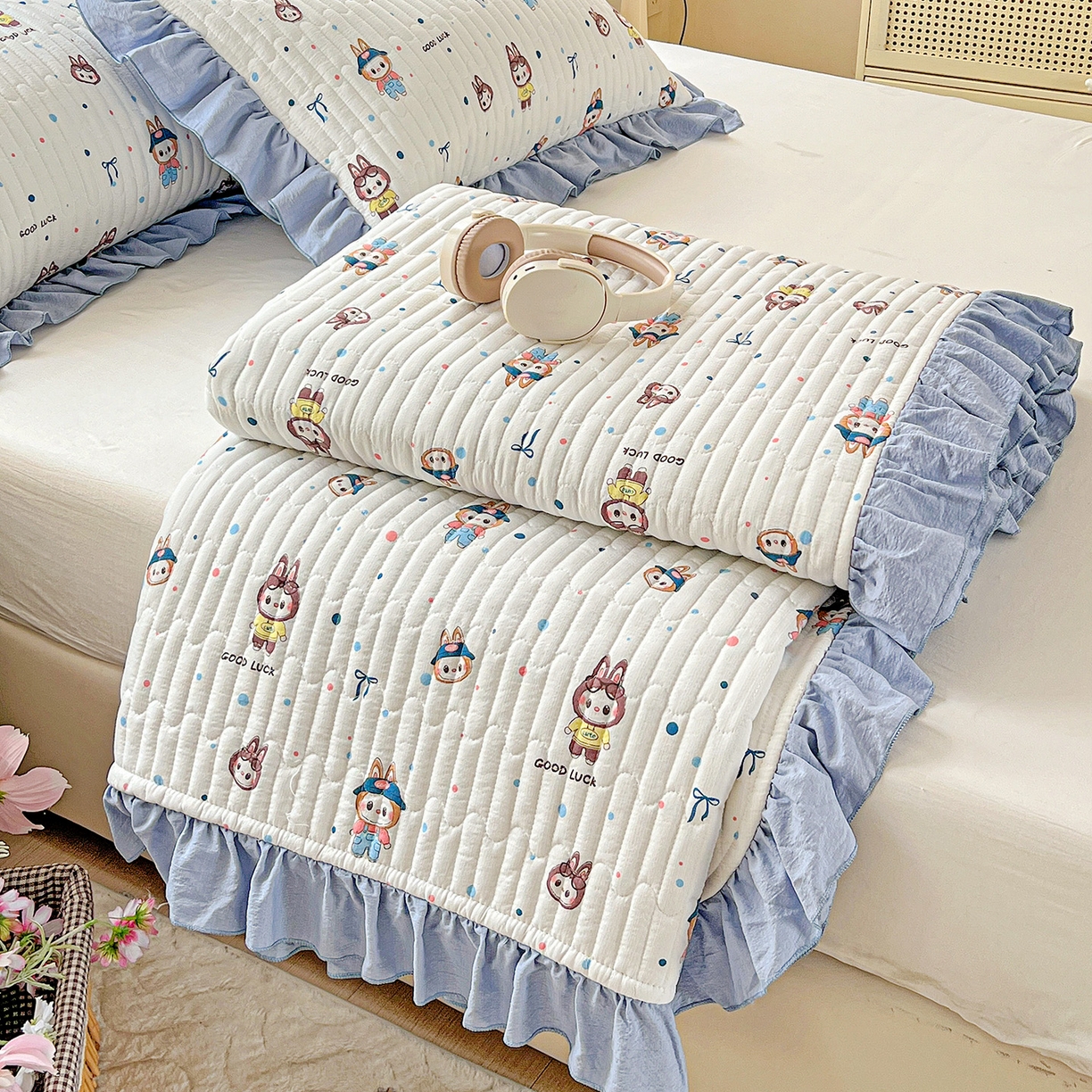 91家纺网 家纺一手货源 找家纺 水木坊 2025新款A有氧双层纱花边单床盖 床盖单件-提供买家秀 拉布布