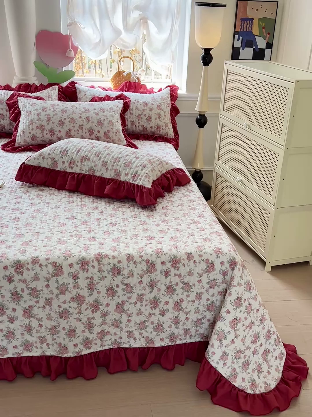 91家纺网 家纺一手货源 找家纺 水木坊 2025新款A有氧双层纱花边单床盖 床盖单件-提供买家秀 爱丽丝