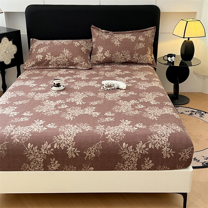 91家纺网 家纺一手货源 找家纺 梦舒羽 2025新款原麻床笠机洗家用防滑透气四季款床罩床垫床单保护套 秋意浓