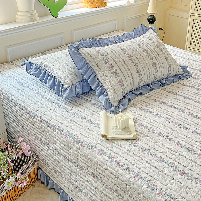 91家纺网 家纺一手货源 找家纺 （总）水木坊 2025新款A有氧双层纱花边单床盖 床盖单件-提供买家秀