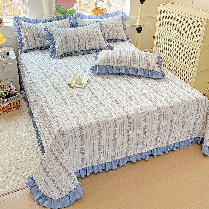 91家纺网 家纺一手货源 找家纺 （总）水木坊 2025新款A有氧双层纱花边单床盖 床盖单件-提供买家秀