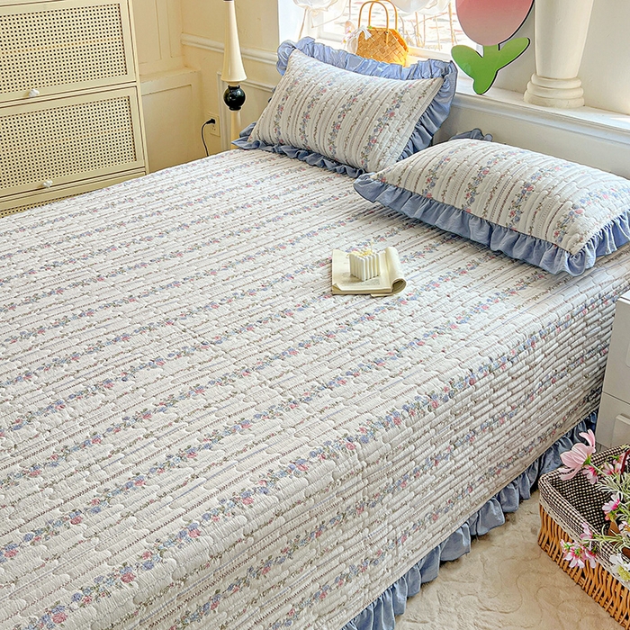 91家纺网 家纺一手货源 找家纺 （总）水木坊 2025新款A有氧双层纱花边单床盖 床盖单件-提供买家秀