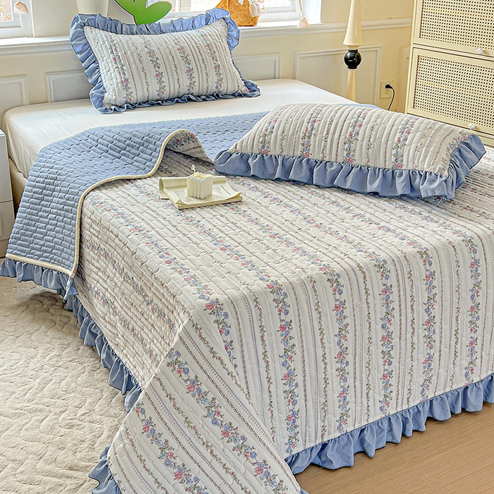 91家纺网 家纺一手货源 找家纺 （总）水木坊 2025新款A有氧双层纱花边单床盖 床盖单件-提供买家秀