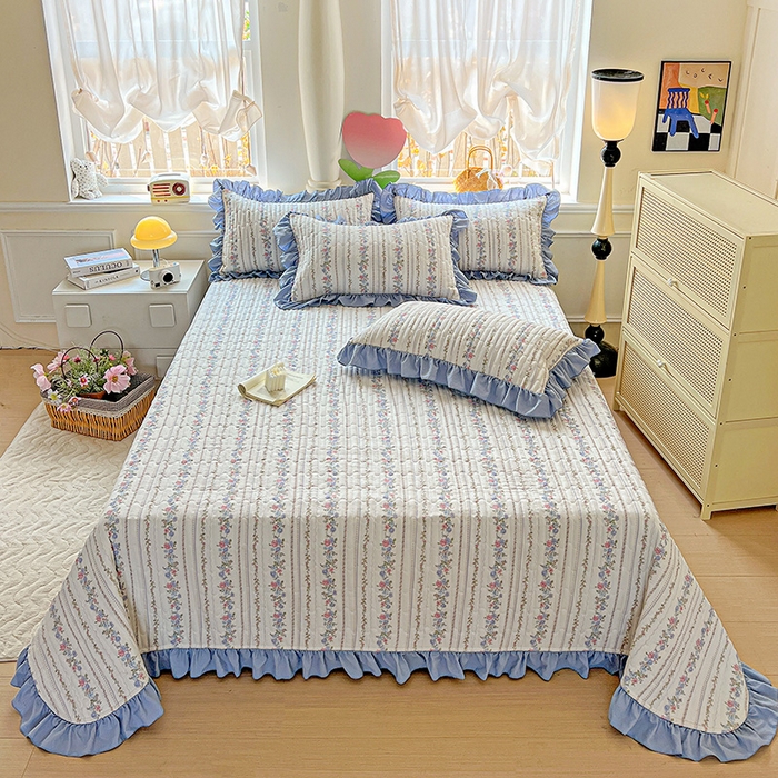 91家纺网 家纺一手货源 找家纺 （总）水木坊 2025新款A有氧双层纱花边单床盖 床盖单件-提供买家秀