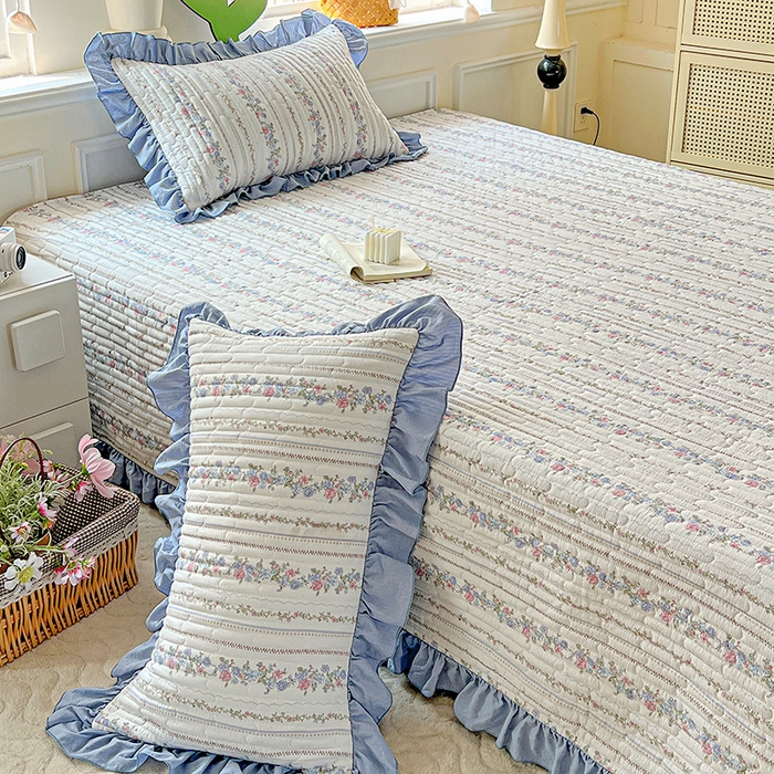 91家纺网 家纺一手货源 找家纺 （总）水木坊 2025新款A有氧双层纱花边单床盖 床盖单件-提供买家秀