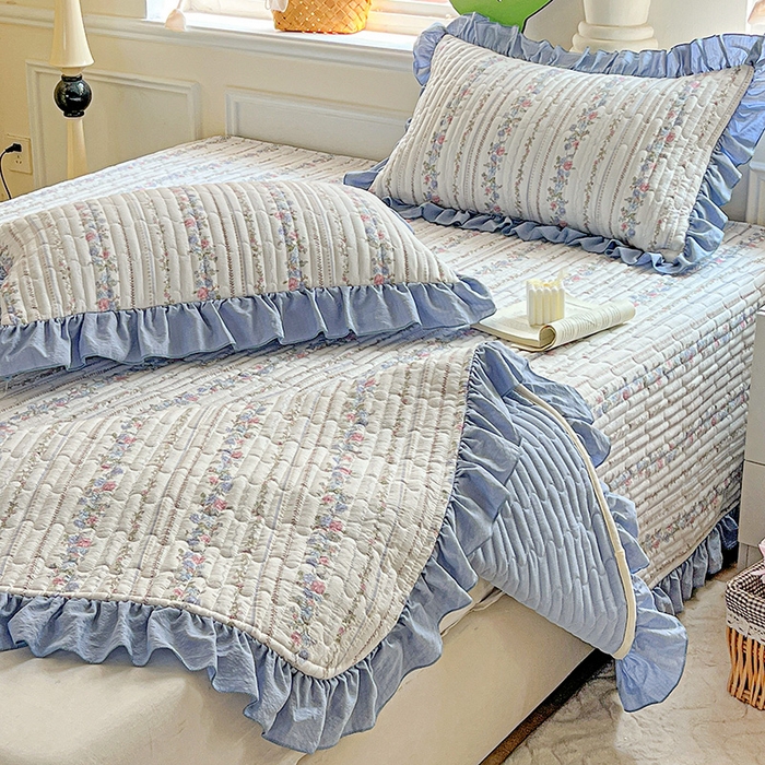 91家纺网 家纺一手货源 找家纺 （总）水木坊 2025新款A有氧双层纱花边单床盖 床盖单件-提供买家秀