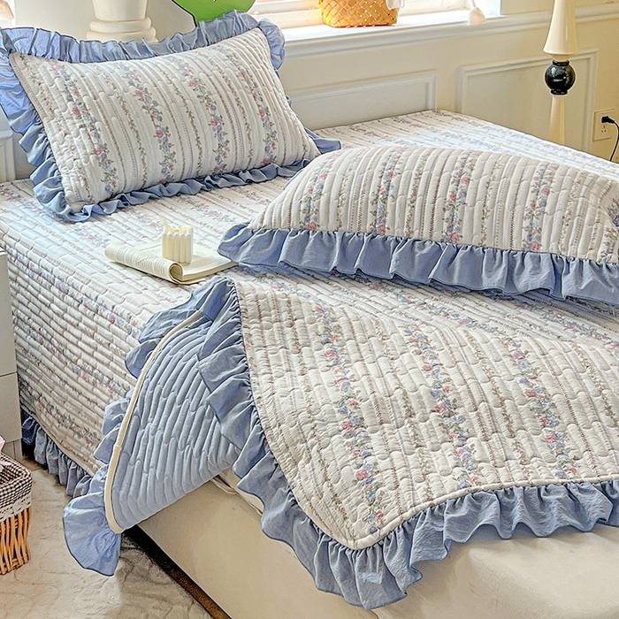 91家纺网 家纺一手货源 找家纺 （总）水木坊 2025新款A有氧双层纱花边单床盖 床盖单件-提供买家秀