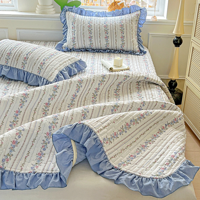 91家纺网 家纺一手货源 找家纺 （总）水木坊 2025新款A有氧双层纱花边单床盖 床盖单件-提供买家秀