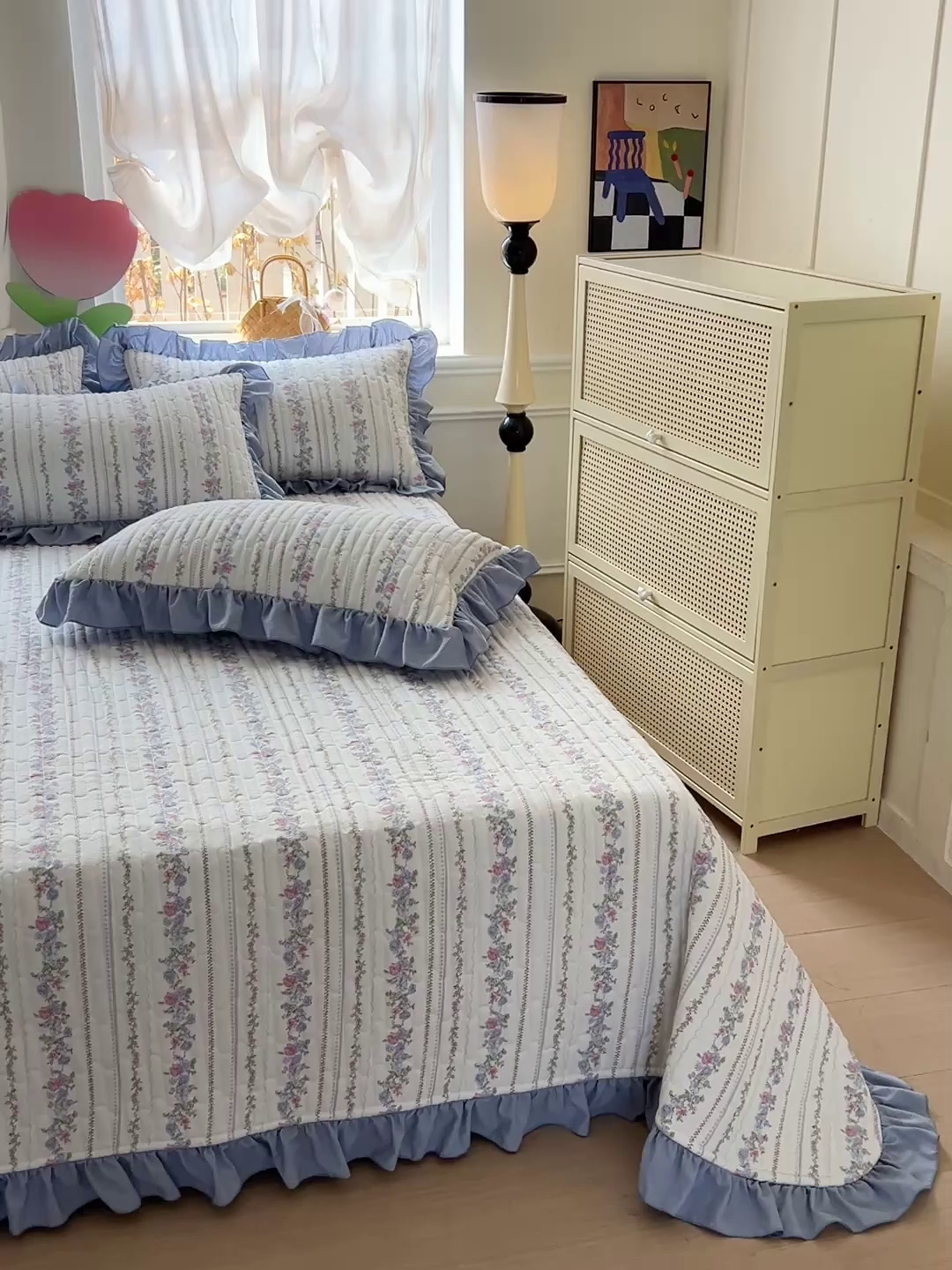 91家纺网 家纺一手货源 找家纺 （总）水木坊 2025新款A有氧双层纱花边单床盖 床盖单件-提供买家秀