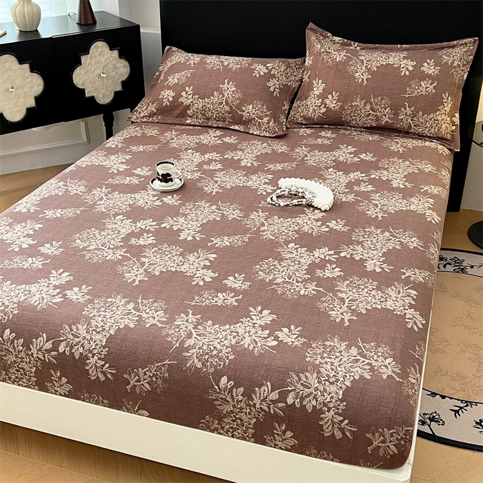 91家纺网 家纺一手货源 找家纺 梦舒羽 2025新款原麻床笠机洗家用防滑透气四季款床罩床垫床单保护套 秋意浓